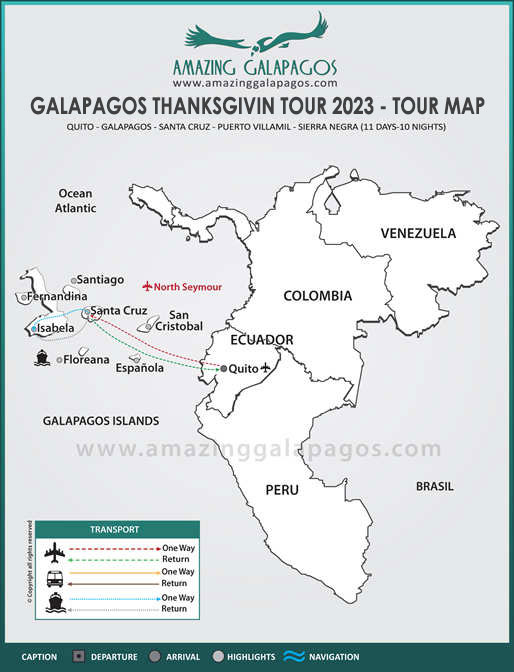 Tourmap  Galapagos Thanksgiving Tour 2022
