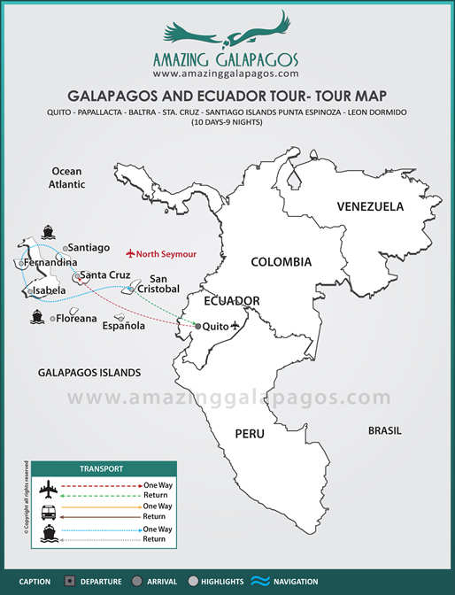 Tourmap Galapagos and Ecuador Tour
