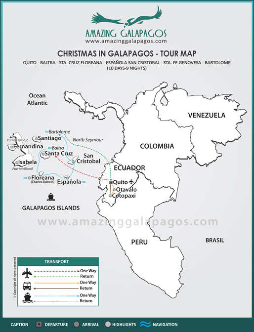 Tourmap Christmas in Galapagos 2025 - 8 day cruise on the Galaxy Yacht
