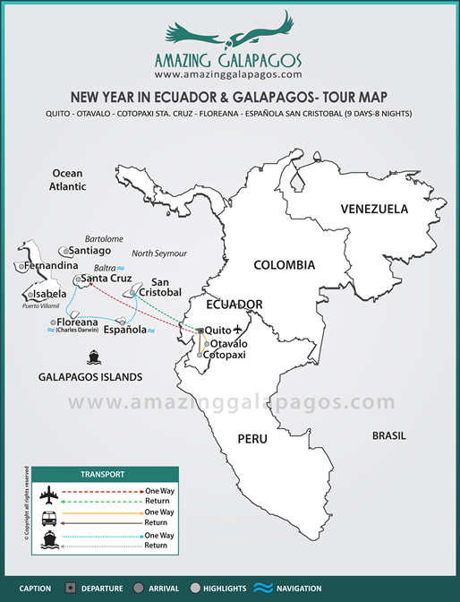 Tourmap New Year in Ecuador & Galapagos 2025 - 4 day cruise on the Galaxy Yacht