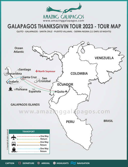 Tourmap  Galapagos Thanksgiving Tour 2025