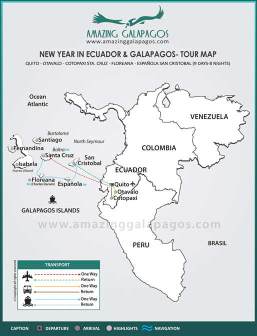 Tourmap New Year in Ecuador & Galapagos 2024 - 4 day cruise on the Galaxy Yacht